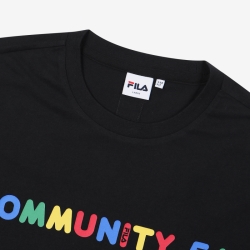 Fila Community 54 Lettering - Miesten Poolopaita - Mustat | FI-76496